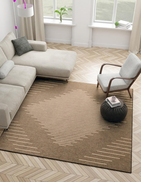 Brown 8' x 8' Dunes Square Area Rug 100% Polypropylene With Cotton Backing Carpet for Living, Dining, Office, Dorms, Bedrooms for Sale at Rug Engine