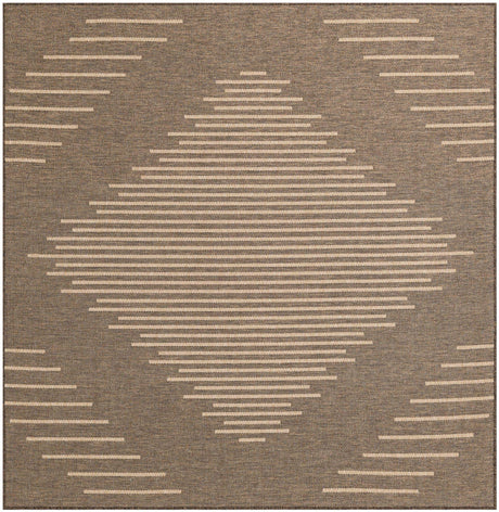 Brown 8' x 8' Dunes Square Area Rug 100% Polypropylene With Cotton Backing Carpet for Living, Dining, Office, Dorms, Bedrooms for Sale at Rug Engine