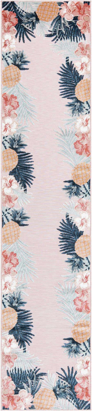 Pink 2' 7 x 12' Outdoor Botanical Runner Area Rug Weather Resistant for Patio, Deck, Terrace, Balcony, Porch Polypropylene Garden Floral Tropical Carpet for Sale at Rug Engine