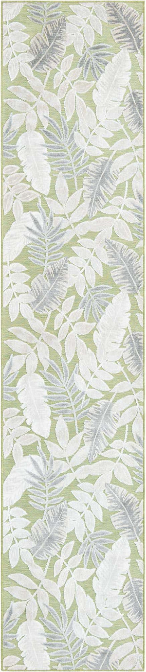 Green 2' 7 x 12' Outdoor Botanical Runner Area Rug Weather Resistant for Patio, Deck, Terrace, Balcony, Porch Polypropylene Garden Floral Tropical Carpet for Sale at Rug Engine