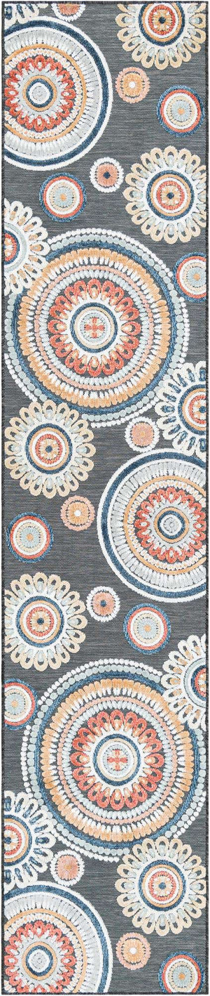 Black 2' 7 x 12' Outdoor Botanical Runner Area Rug Weather Resistant for Patio, Deck, Terrace, Balcony, Porch Polypropylene Garden Floral Tropical Carpet for Sale at Rug Engine