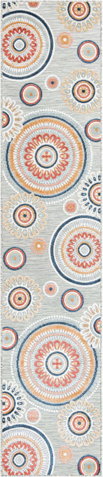 Gray 2' 7 x 12' Outdoor Botanical Runner Area Rug Weather Resistant for Patio, Deck, Terrace, Balcony, Porch Polypropylene Garden Floral Tropical Carpet for Sale at Rug Engine