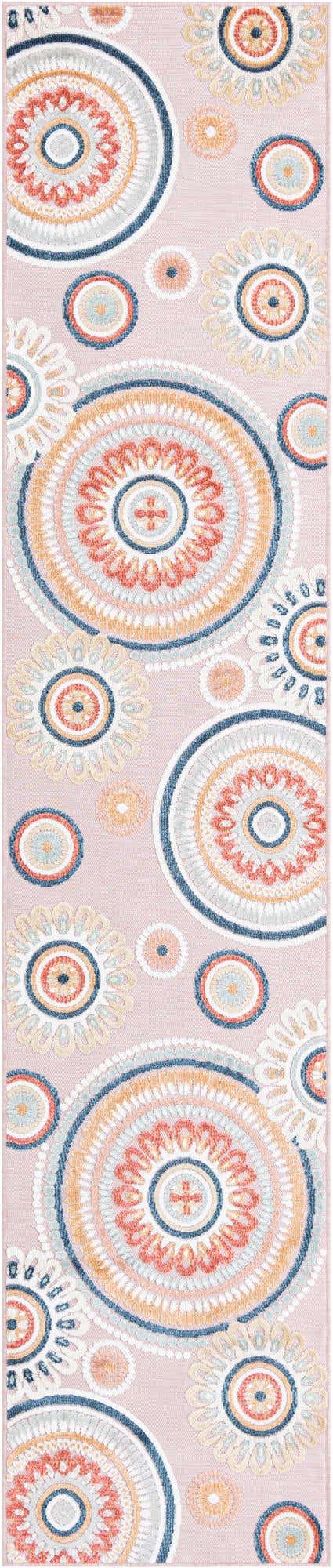 Pink 2' 7 x 12' Outdoor Botanical Runner Area Rug Weather Resistant for Patio, Deck, Terrace, Balcony, Porch Polypropylene Garden Floral Tropical Carpet for Sale at Rug Engine