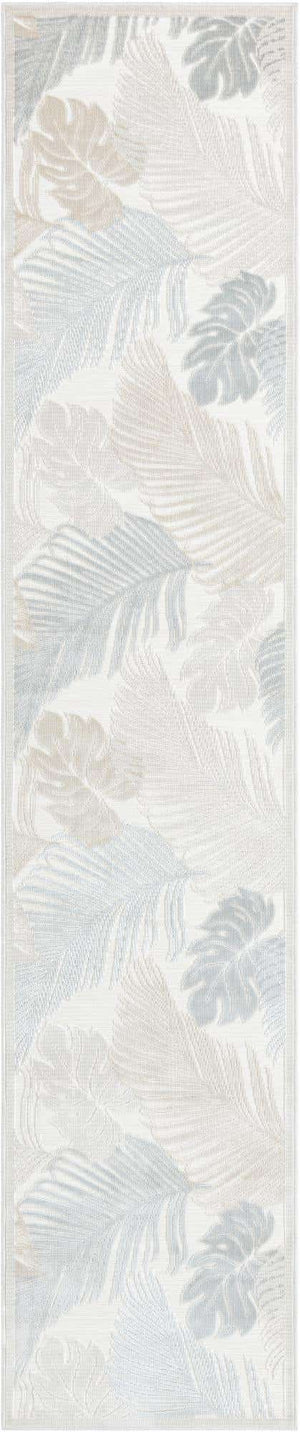 Gray 2' 7 x 12' Outdoor Botanical Runner Area Rug Weather Resistant for Patio, Deck, Terrace, Balcony, Porch Polypropylene Garden Floral Tropical Carpet for Sale at Rug Engine