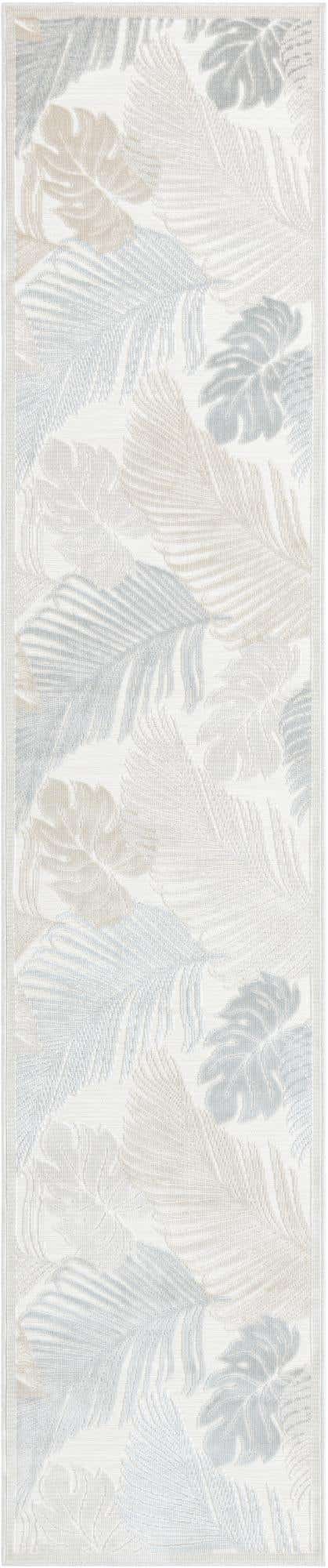 Gray 2' 7 x 12' Outdoor Botanical Runner Area Rug Weather Resistant for Patio, Deck, Terrace, Balcony, Porch Polypropylene Garden Floral Tropical Carpet for Sale at Rug Engine