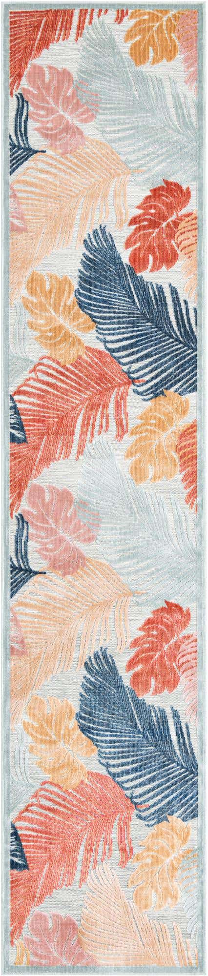 Multicolor 2' 7 x 12' Outdoor Botanical Runner Area Rug Weather Resistant for Patio, Deck, Terrace, Balcony, Porch Polypropylene Garden Floral Tropical Carpet for Sale at Rug Engine