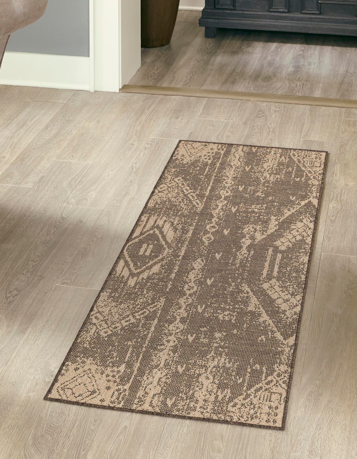 Natural and Brown 2' 9 x 8' Dunes Runner Area Rug 100% Polypropylene With Cotton Backing Carpet for Living, Dining, Office, Dorms, Bedrooms for Sale at Rug Engine
