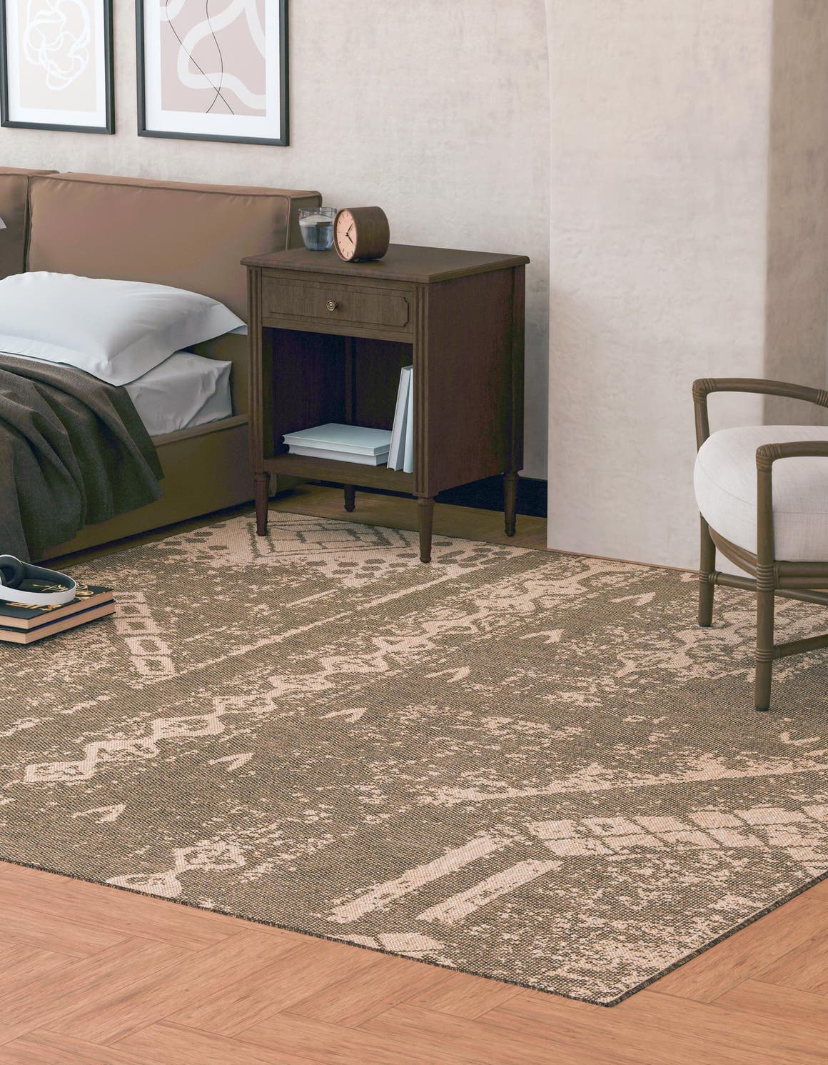 Natural and Brown 8' x 8' Dunes Square Area Rug 100% Polypropylene With Cotton Backing Carpet for Living, Dining, Office, Dorms, Bedrooms for Sale at Rug Engine