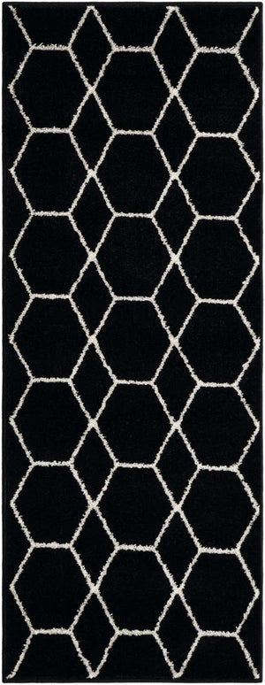 Black 2' x 5' 3 Trellis Frieze Runner Area Rug Geometric Modern Unique Stain Resistant Easy Clean Carpet for Living, Dining, Bedrooms, Office for Sale at Rug Engine