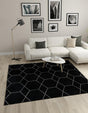 Black 7' 10 x 7' 10 Trellis Frieze Square Area Rug Geometric Modern Unique Stain Resistant Easy Clean Carpet for Living, Dining, Bedrooms, Office for Sale at Rug Engine