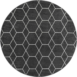 Dark Gray 10' x 10' Trellis Frieze Round Area Rug Geometric Modern Unique Stain Resistant Easy Clean Carpet for Living, Dining, Bedrooms, Office for Sale at Rug Engine