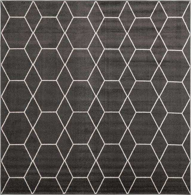 Dark Gray 10' x 10' Trellis Frieze Square Area Rug Geometric Modern Unique Stain Resistant Easy Clean Carpet for Living, Dining, Bedrooms, Office for Sale at Rug Engine