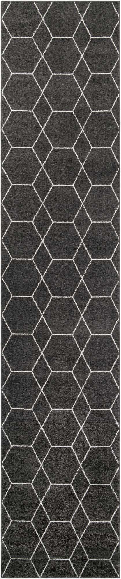 Dark Gray 3' 3 x 16' 5 Trellis Frieze Runner Area Rug Geometric Modern Unique Stain Resistant Easy Clean Carpet for Living, Dining, Bedrooms, Office for Sale at Rug Engine