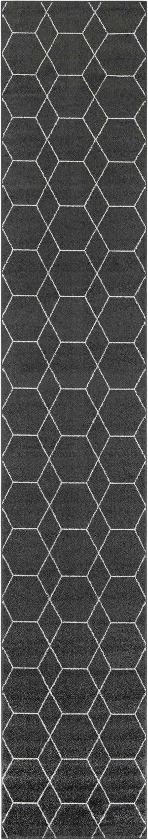 Dark Gray 3' 3 x 19' 8 Trellis Frieze Runner Area Rug Geometric Modern Unique Stain Resistant Easy Clean Carpet for Living, Dining, Bedrooms, Office for Sale at Rug Engine
