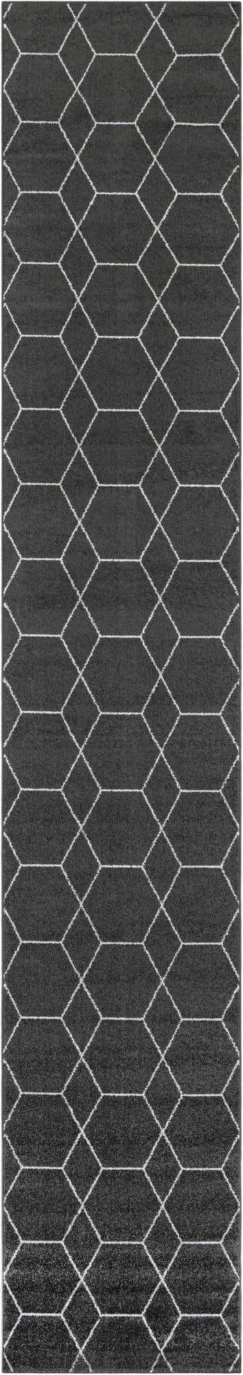 Dark Gray 3' 3 x 19' 8 Trellis Frieze Runner Area Rug Geometric Modern Unique Stain Resistant Easy Clean Carpet for Living, Dining, Bedrooms, Office for Sale at Rug Engine