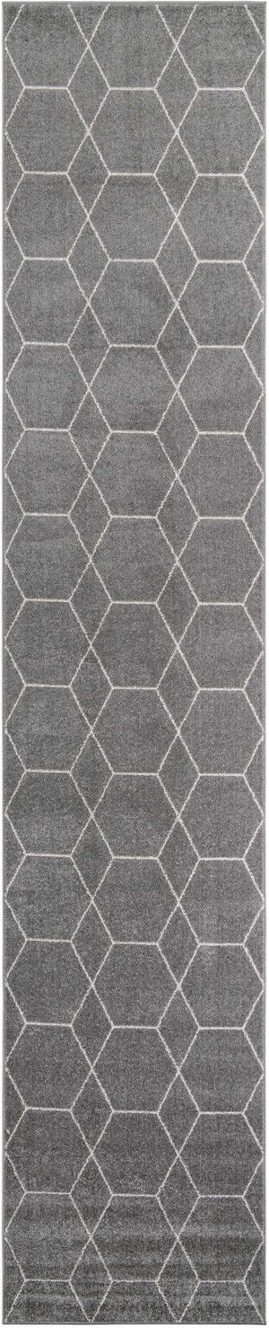 Light Gray 3' 3 x 16' 5 Trellis Frieze Runner Area Rug Geometric Modern Unique Stain Resistant Easy Clean Carpet for Living, Dining, Bedrooms, Office for Sale at Rug Engine