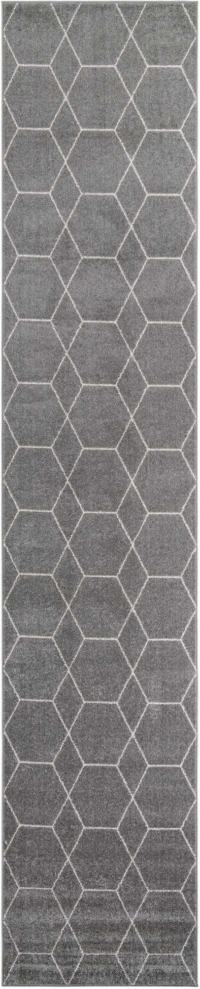 Light Gray 3' 3 x 16' 5 Trellis Frieze Runner Area Rug Geometric Modern Unique Stain Resistant Easy Clean Carpet for Living, Dining, Bedrooms, Office for Sale at Rug Engine