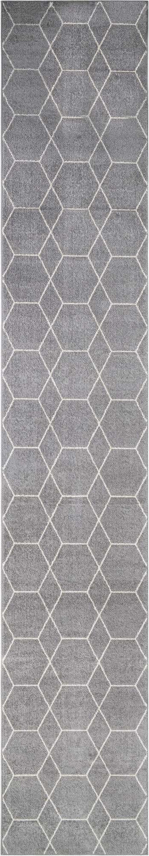 Light Gray 3' 3 x 19' 8 Trellis Frieze Runner Area Rug Geometric Modern Unique Stain Resistant Easy Clean Carpet for Living, Dining, Bedrooms, Office for Sale at Rug Engine