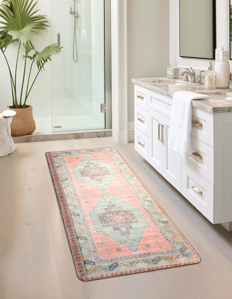 Anti-Fatigue Rose Pink 2' x 5' Comfort Standing Mat  for Kitchen, Bath, Laundry Room, Office Colorful PVC Durable Non-Slip Water Resistant Spill Proof Rug Thick Rubber for Sale at Rug Engine