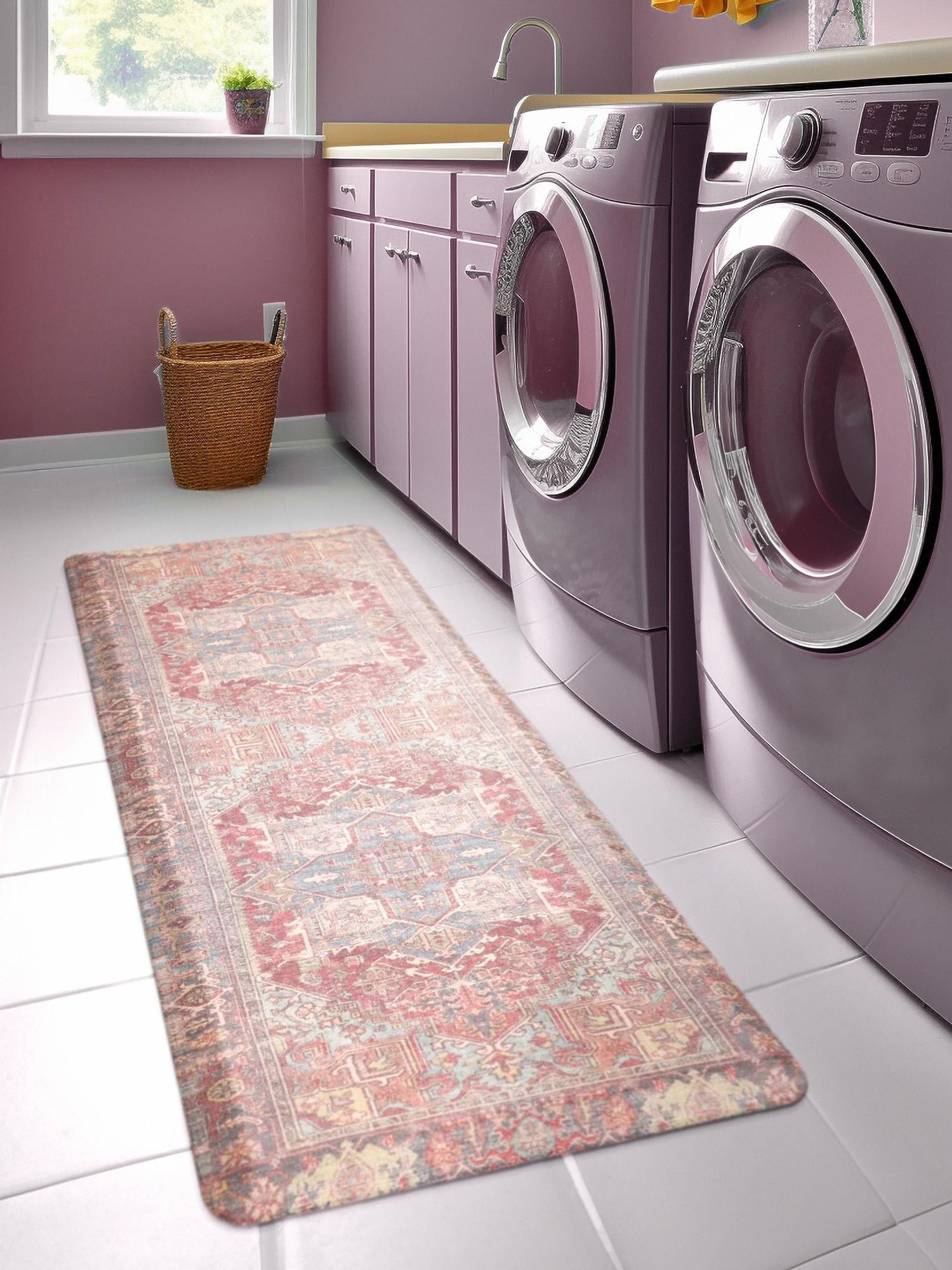 Anti-Fatigue Antique Red 2' x 3' Comfort Standing Mat  for Kitchen, Bath, Laundry Room, Office Colorful PVC Durable Non-Slip Water Resistant Spill Proof Rug Thick Rubber for Sale at Rug Engine