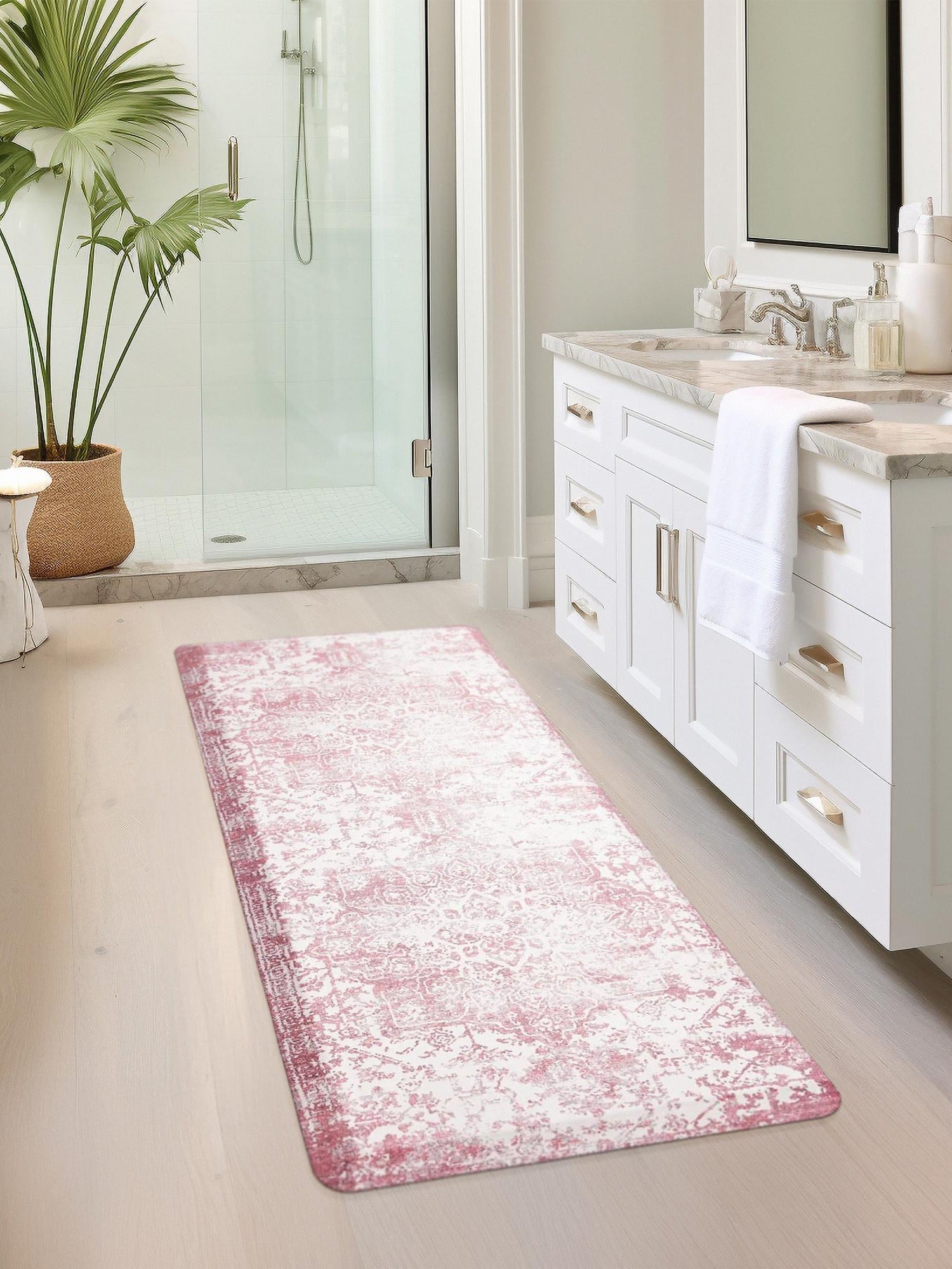 Anti-Fatigue Rose Pink 2' x 3' Comfort Standing Mat  for Kitchen, Bath, Laundry Room, Office Colorful PVC Durable Non-Slip Water Resistant Spill Proof Rug Thick Rubber for Sale at Rug Engine