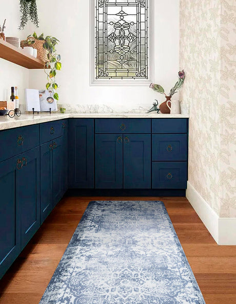 Anti-Fatigue Blue 2' x 5' Comfort Standing Mat  for Kitchen, Bath, Laundry Room, Office Colorful PVC Durable Non-Slip Water Resistant Spill Proof Rug Thick Rubber for Sale at Rug Engine
