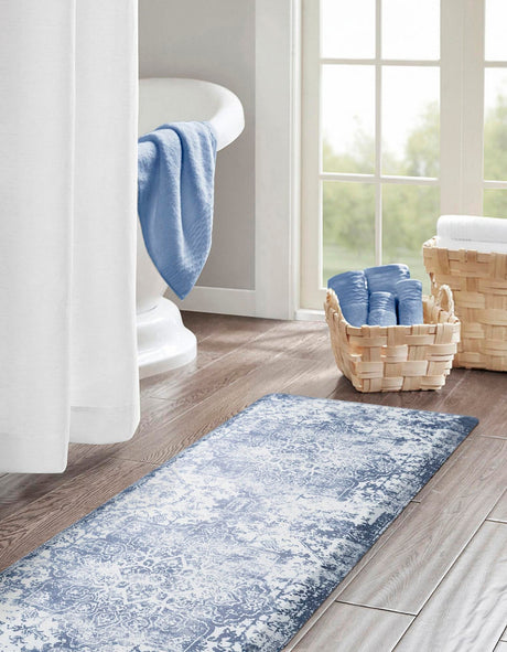 Anti-Fatigue Blue 2' x 5' Comfort Standing Mat  for Kitchen, Bath, Laundry Room, Office Colorful PVC Durable Non-Slip Water Resistant Spill Proof Rug Thick Rubber for Sale at Rug Engine