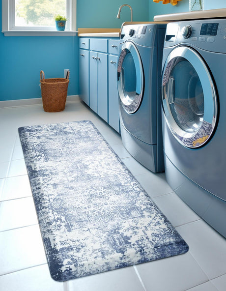 Anti-Fatigue Blue 2' x 5' Comfort Standing Mat  for Kitchen, Bath, Laundry Room, Office Colorful PVC Durable Non-Slip Water Resistant Spill Proof Rug Thick Rubber for Sale at Rug Engine