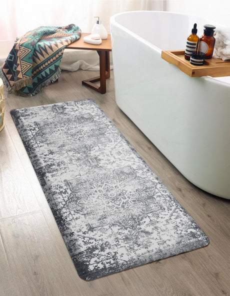 Anti-Fatigue Gray 2' x 5' Comfort Standing Mat  for Kitchen, Bath, Laundry Room, Office Colorful PVC Durable Non-Slip Water Resistant Spill Proof Rug Thick Rubber for Sale at Rug Engine