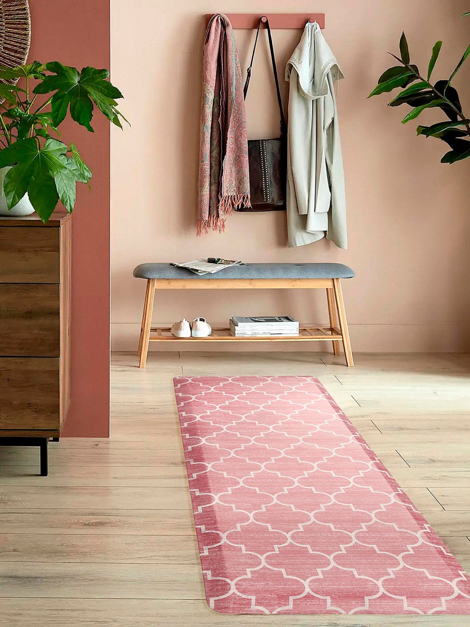 Anti-Fatigue Rose Pink 2' x 5' Comfort Standing Mat  for Kitchen, Bath, Laundry Room, Office Colorful PVC Durable Non-Slip Water Resistant Spill Proof Rug Thick Rubber for Sale at Rug Engine