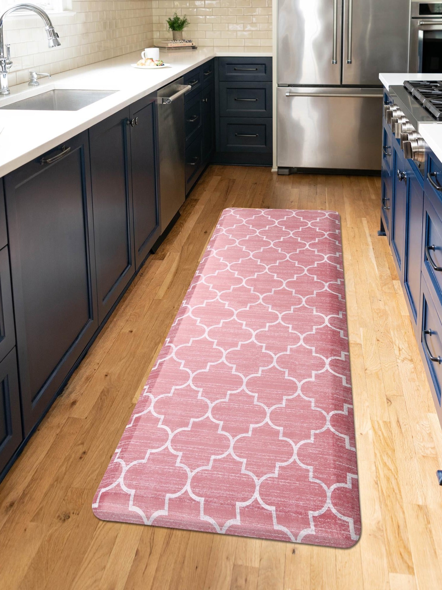 Anti-Fatigue Rose Pink 2' x 5' Comfort Standing Mat  for Kitchen, Bath, Laundry Room, Office Colorful PVC Durable Non-Slip Water Resistant Spill Proof Rug Thick Rubber for Sale at Rug Engine
