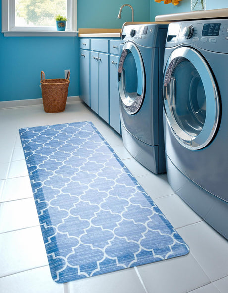 Anti-Fatigue Blue 2' x 5' Comfort Standing Mat  for Kitchen, Bath, Laundry Room, Office Colorful PVC Durable Non-Slip Water Resistant Spill Proof Rug Thick Rubber for Sale at Rug Engine