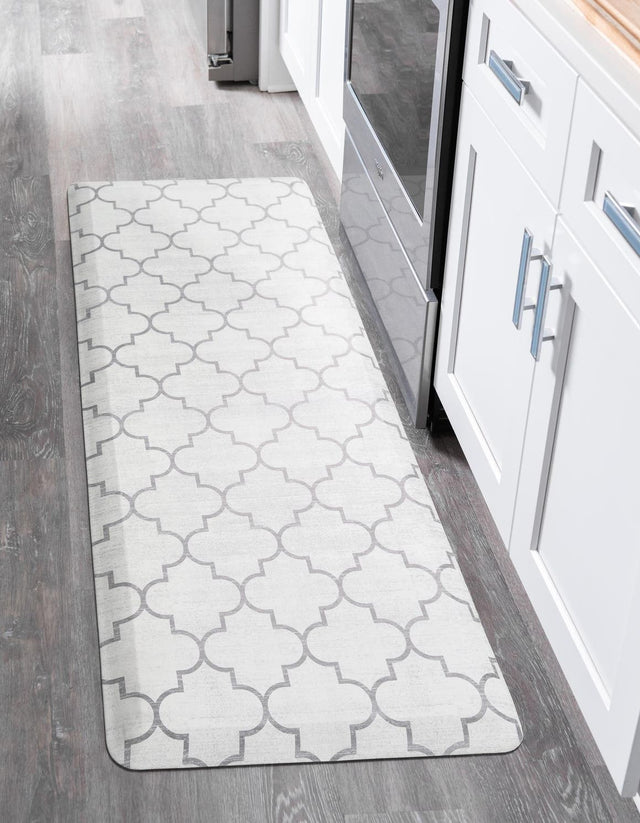 White Gray 2' x 5' Comfort Mat Rectangle Rug