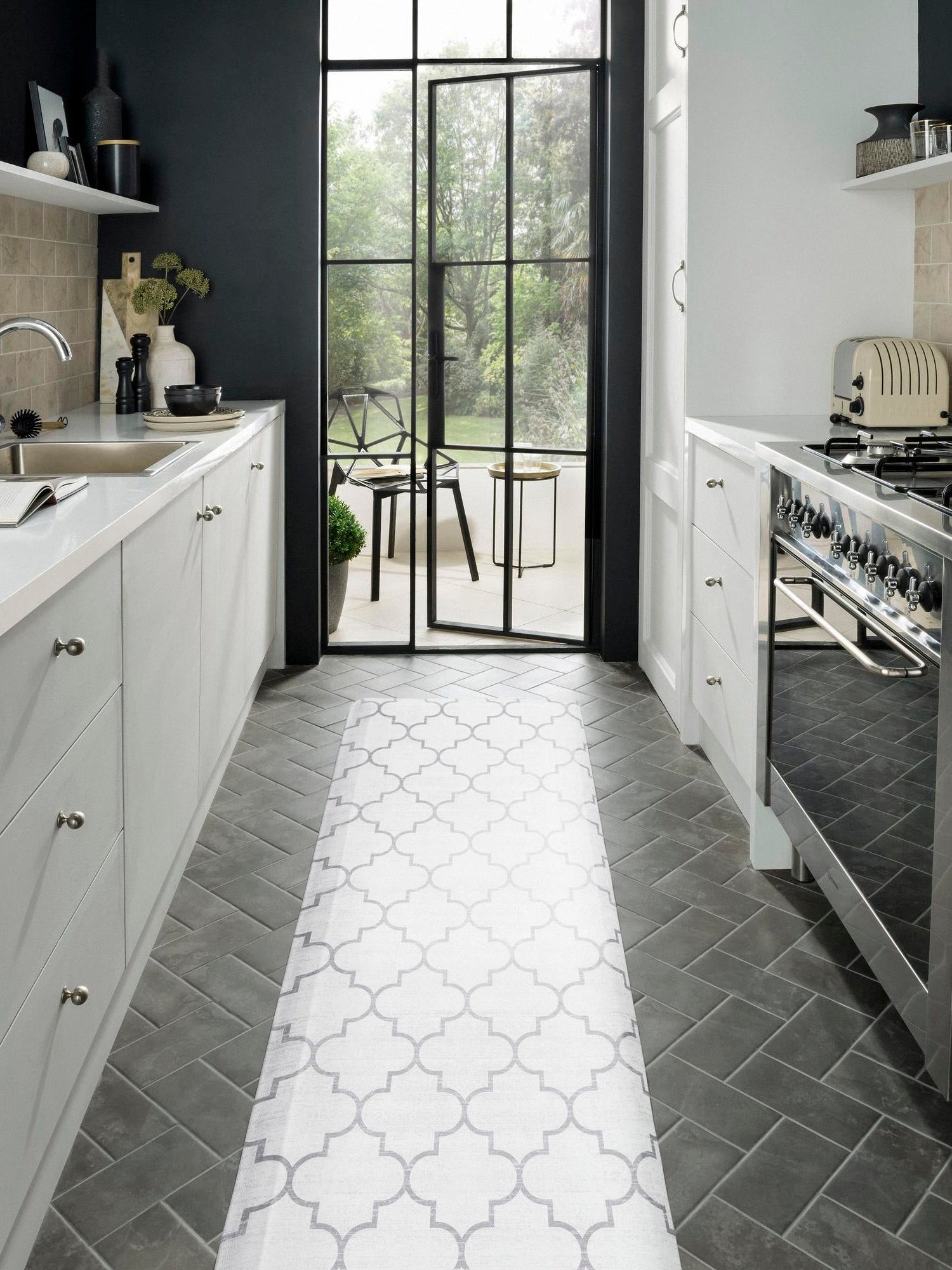 Anti-Fatigue White Gray 2' x 5' Comfort Standing Mat  for Kitchen, Bath, Laundry Room, Office Colorful PVC Durable Non-Slip Water Resistant Spill Proof Rug Thick Rubber for Sale at Rug Engine