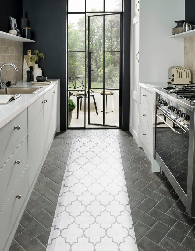 White Gray 2' x 5' Comfort Mat Rectangle Rug
