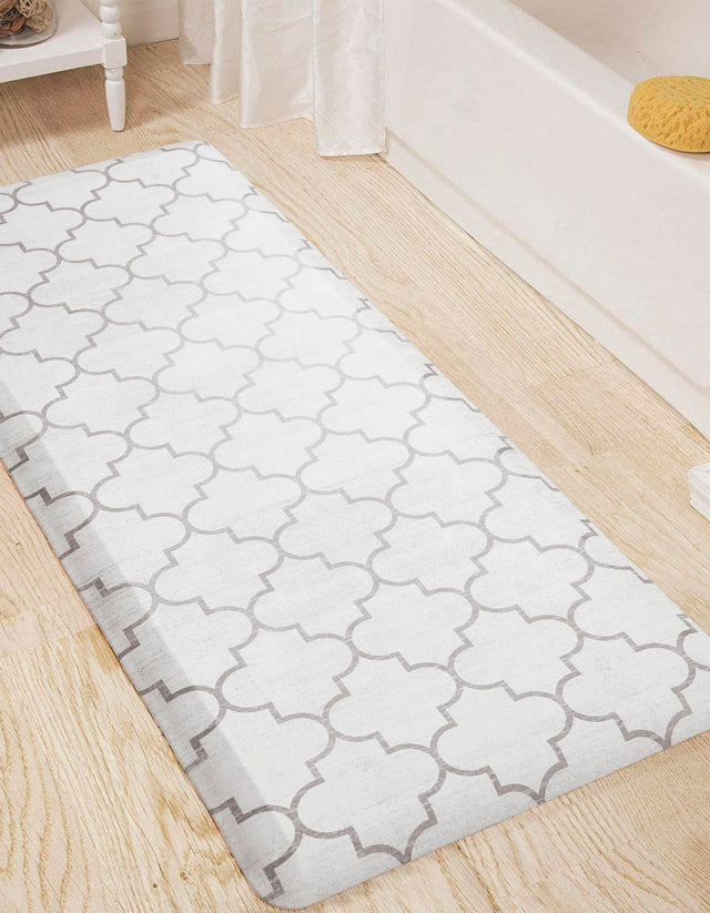 White Gray 2' x 5' Comfort Mat Rectangle Rug