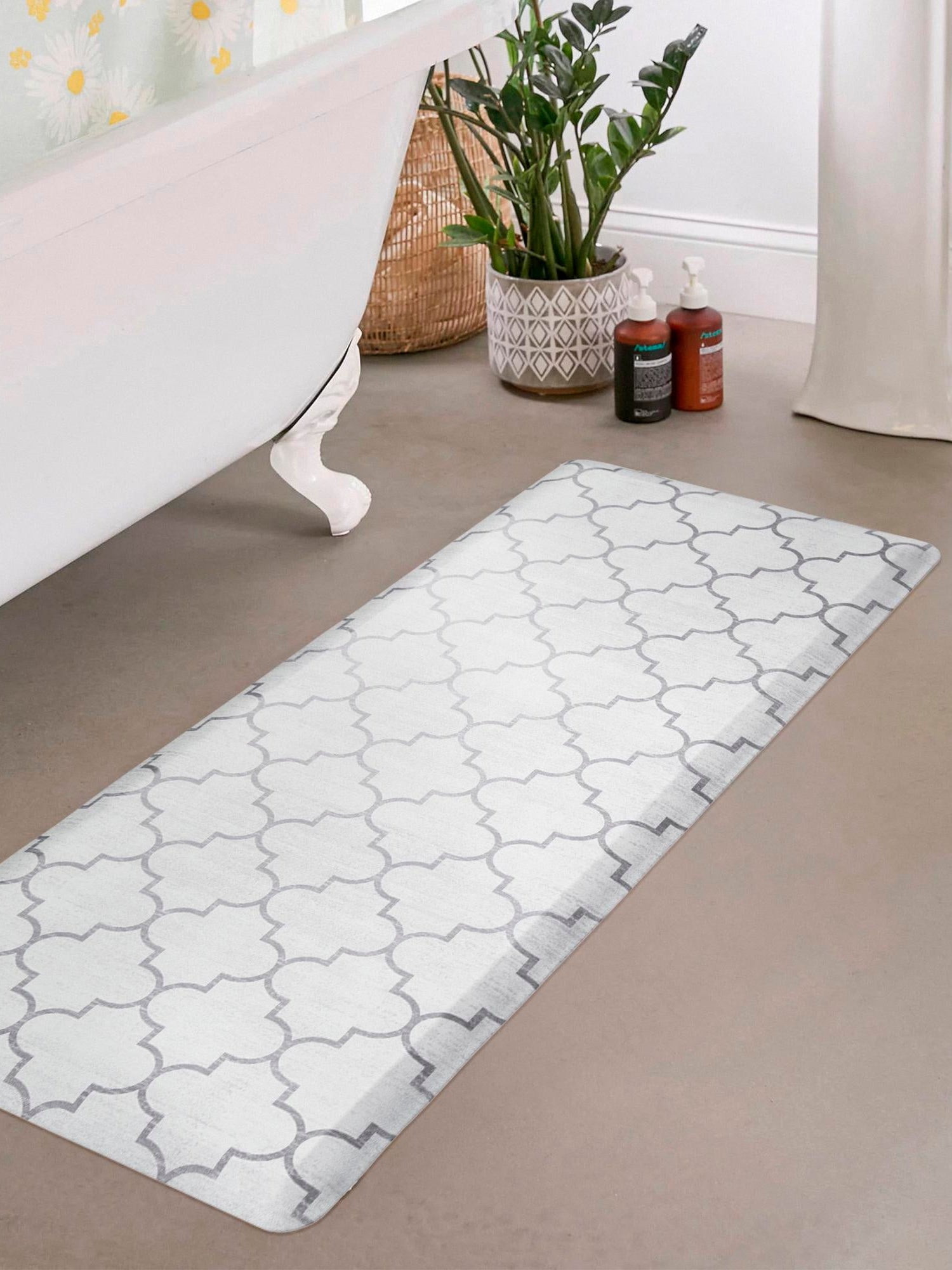 Anti-Fatigue White Gray 2' x 5' Comfort Standing Mat  for Kitchen, Bath, Laundry Room, Office Colorful PVC Durable Non-Slip Water Resistant Spill Proof Rug Thick Rubber for Sale at Rug Engine