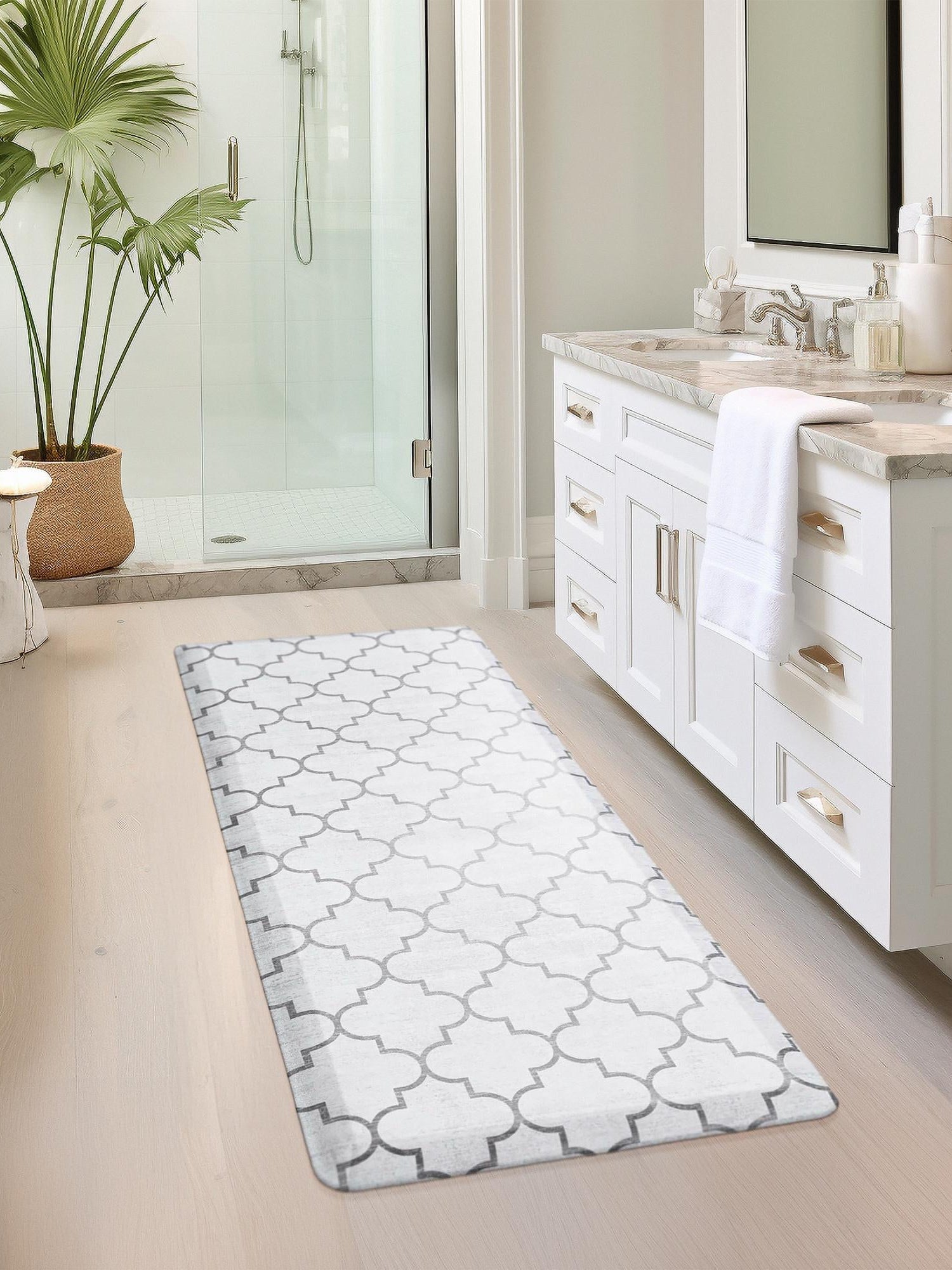 Anti-Fatigue White Gray 2' x 5' Comfort Standing Mat  for Kitchen, Bath, Laundry Room, Office Colorful PVC Durable Non-Slip Water Resistant Spill Proof Rug Thick Rubber for Sale at Rug Engine