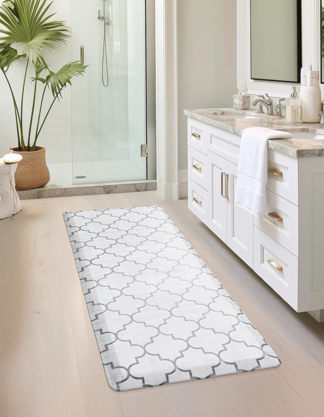 White Gray 2' x 5' Comfort Mat Rectangle Rug