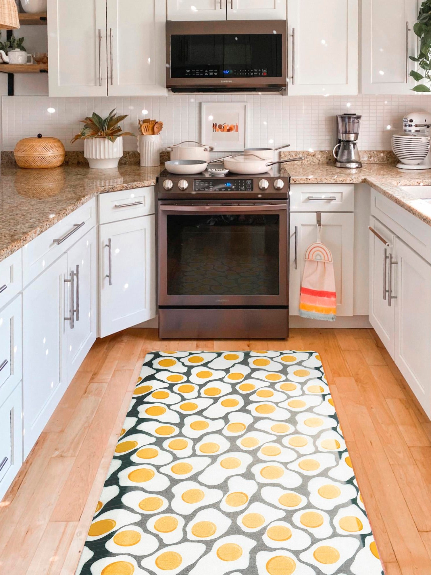 Anti-Fatigue Black and White 2' x 3' Comfort Standing Mat  for Kitchen, Bath, Laundry Room, Office Colorful PVC Durable Non-Slip Water Resistant Spill Proof Rug Thick Rubber for Sale at Rug Engine