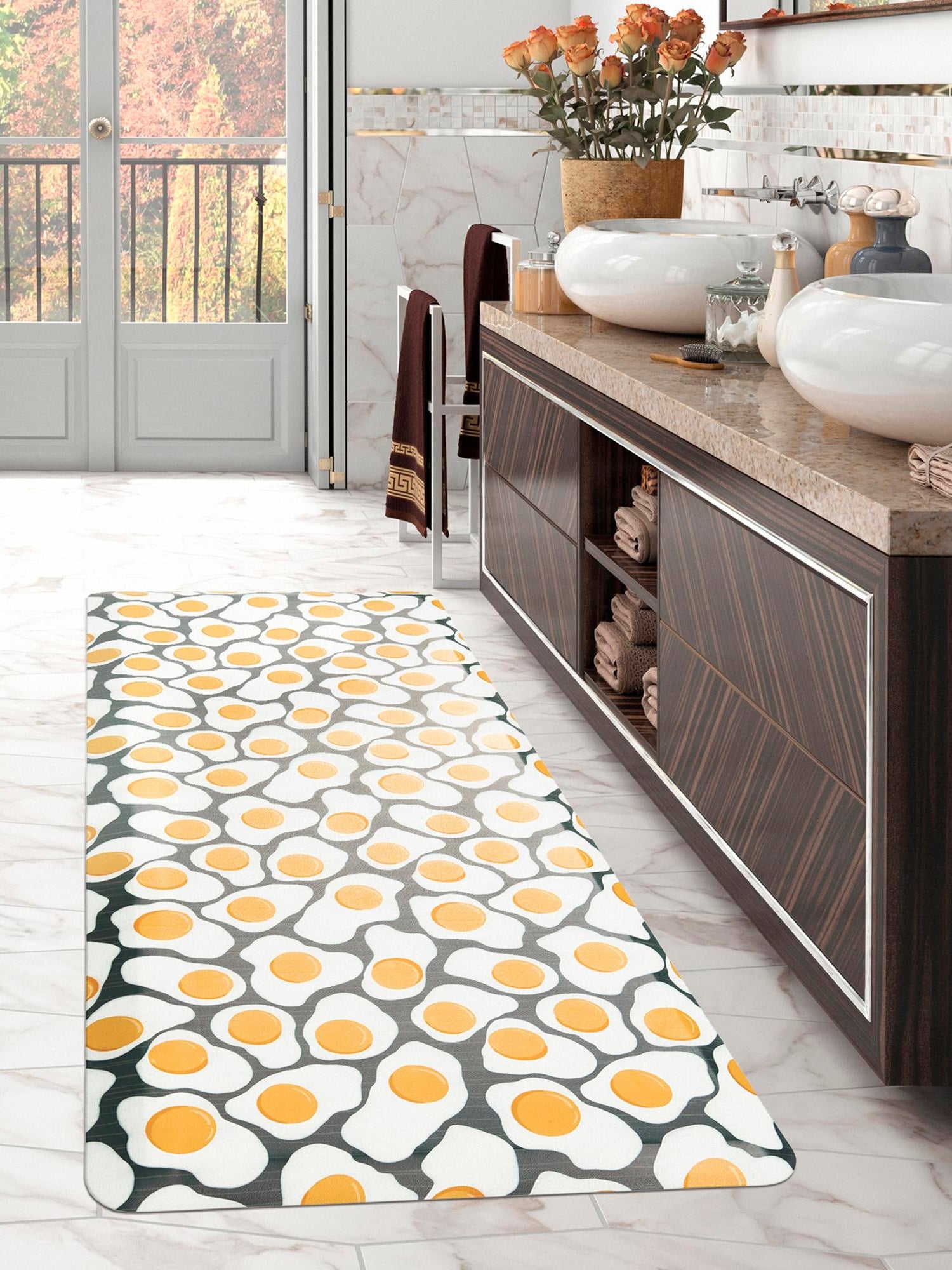 Anti-Fatigue Black and White 2' x 3' Comfort Standing Mat  for Kitchen, Bath, Laundry Room, Office Colorful PVC Durable Non-Slip Water Resistant Spill Proof Rug Thick Rubber for Sale at Rug Engine