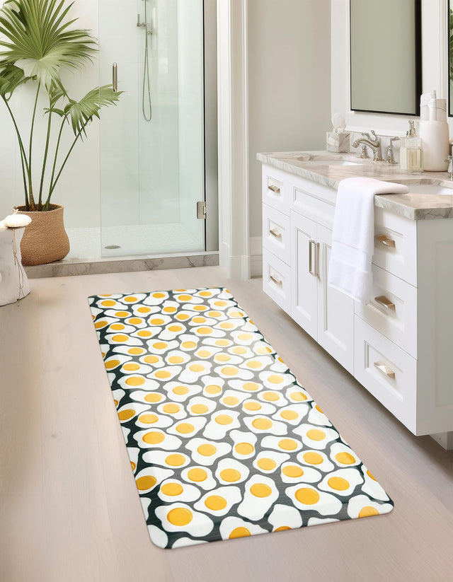 Black and White 2' x 3' Comfort Mat Rectangle Rug