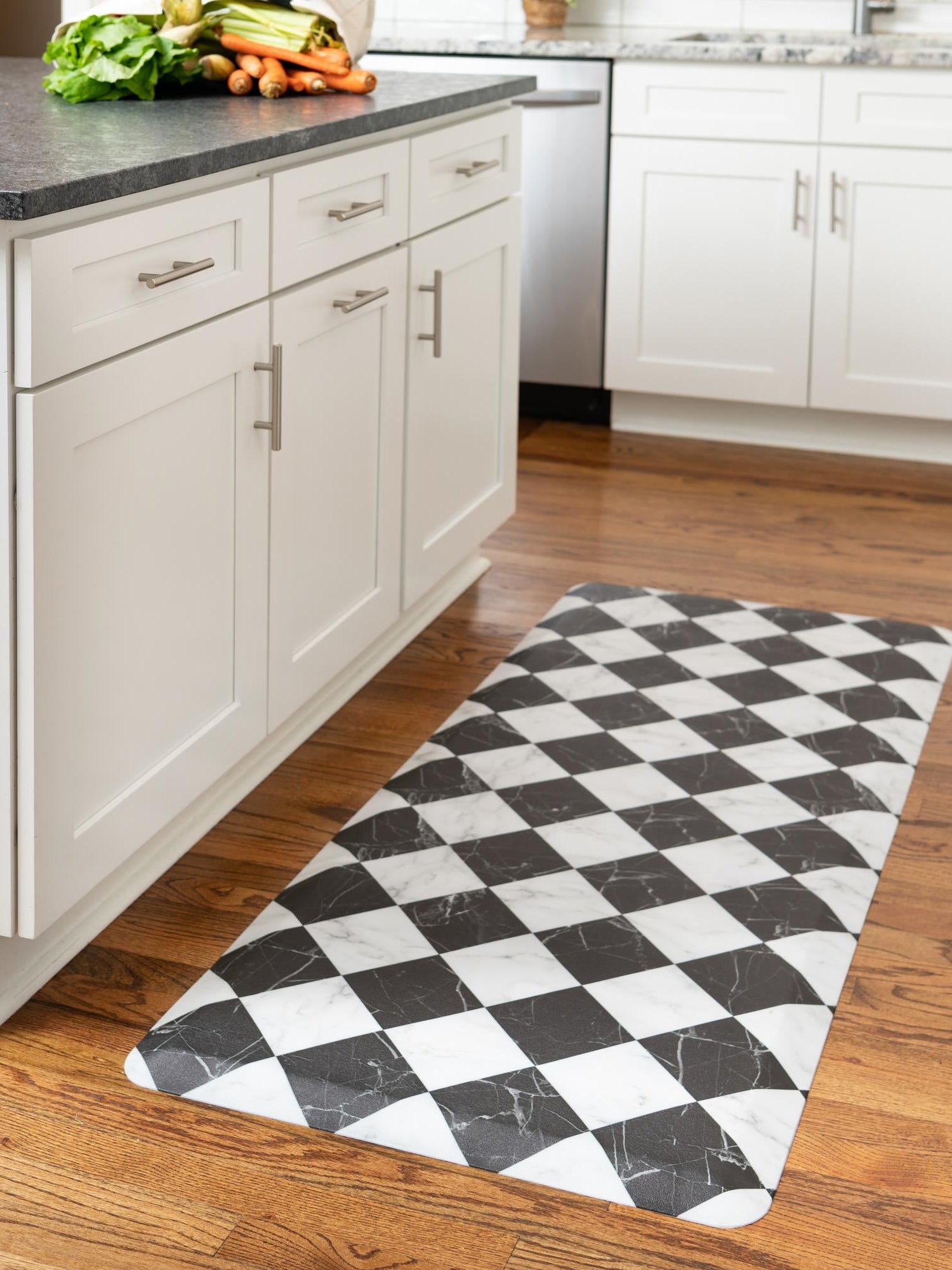 Anti-Fatigue Black and White 2' x 3' Comfort Standing Mat  for Kitchen, Bath, Laundry Room, Office Colorful PVC Durable Non-Slip Water Resistant Spill Proof Rug Thick Rubber for Sale at Rug Engine