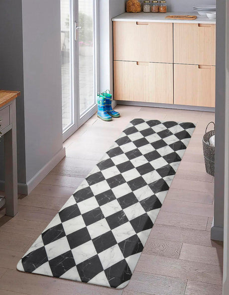 Anti-Fatigue Black and White 2' x 3' Comfort Standing Mat  for Kitchen, Bath, Laundry Room, Office Colorful PVC Durable Non-Slip Water Resistant Spill Proof Rug Thick Rubber for Sale at Rug Engine