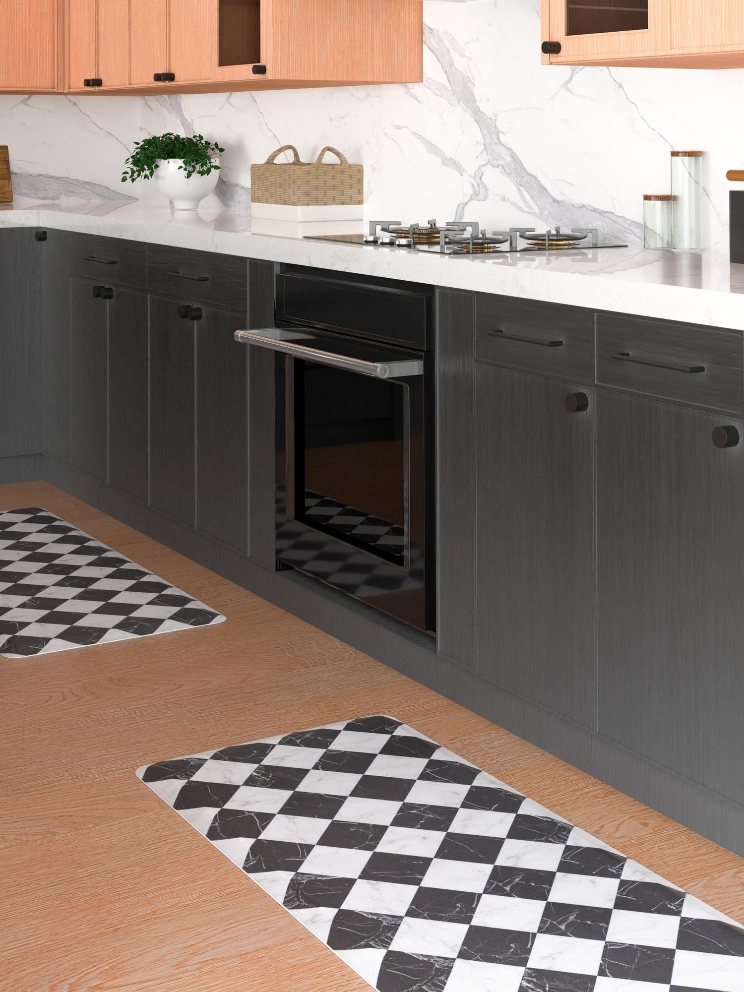 Anti-Fatigue Black and White 2' x 3' Comfort Standing Mat  for Kitchen, Bath, Laundry Room, Office Colorful PVC Durable Non-Slip Water Resistant Spill Proof Rug Thick Rubber for Sale at Rug Engine