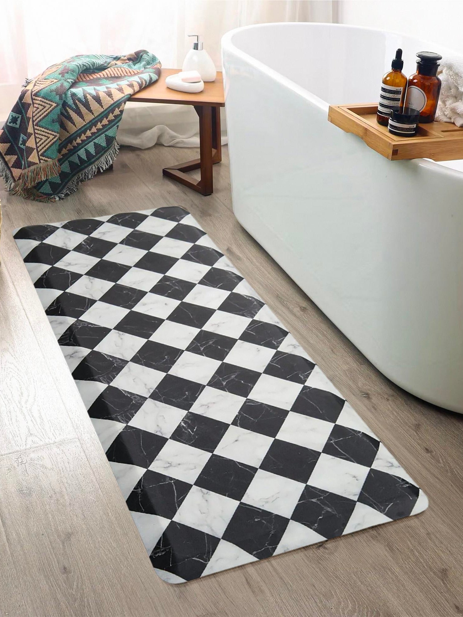 Anti-Fatigue Black and White 2' x 3' Comfort Standing Mat  for Kitchen, Bath, Laundry Room, Office Colorful PVC Durable Non-Slip Water Resistant Spill Proof Rug Thick Rubber for Sale at Rug Engine