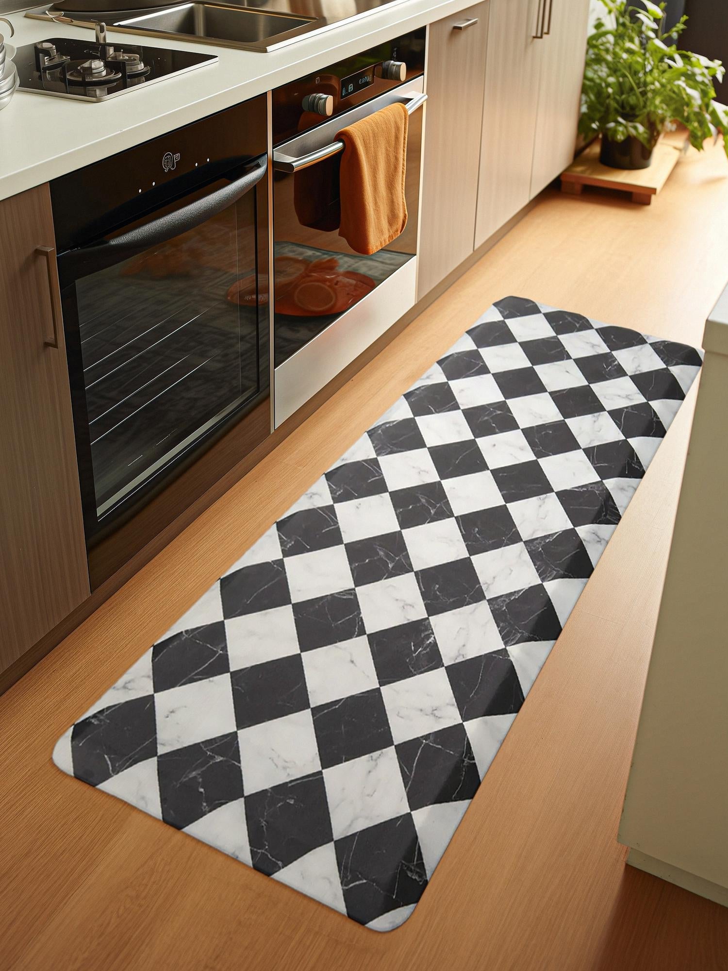 Anti-Fatigue Black and White 2' x 3' Comfort Standing Mat  for Kitchen, Bath, Laundry Room, Office Colorful PVC Durable Non-Slip Water Resistant Spill Proof Rug Thick Rubber for Sale at Rug Engine