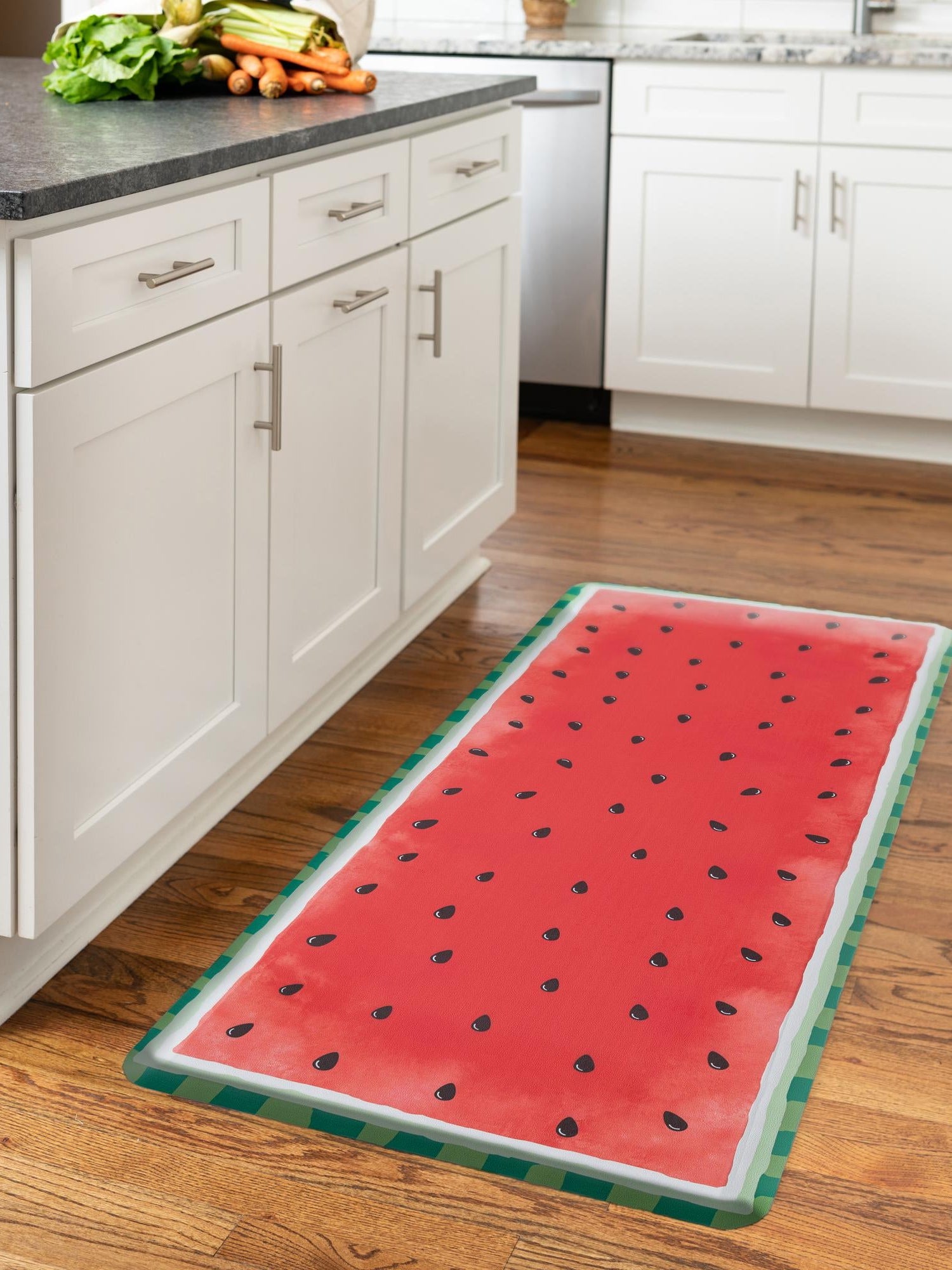 Anti-Fatigue Watermelon Red 2' x 3' Comfort Standing Mat  for Kitchen, Bath, Laundry Room, Office Colorful PVC Durable Non-Slip Water Resistant Spill Proof Rug Thick Rubber for Sale at Rug Engine