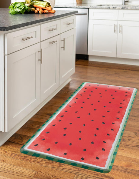 Anti-Fatigue Watermelon Red 2' x 3' Comfort Standing Mat  for Kitchen, Bath, Laundry Room, Office Colorful PVC Durable Non-Slip Water Resistant Spill Proof Rug Thick Rubber for Sale at Rug Engine
