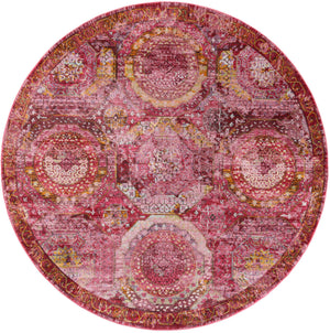 Pink 10' x 10' Baracoa Round Area Rug 100% Polypropylene Distressed Vintage Living Dining Room Office Traditional Carpet for Sale at Rug Engine
